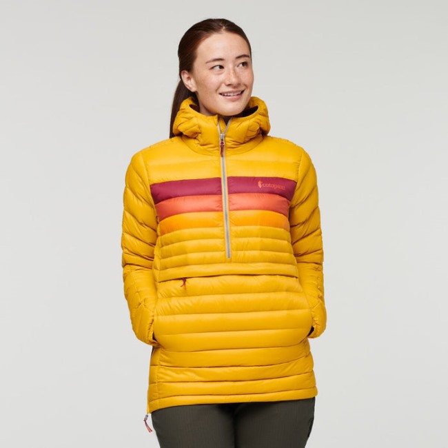 Cotopaxi Fuego Daunen Kapuzenpullover Damen Hot Amber Stripes