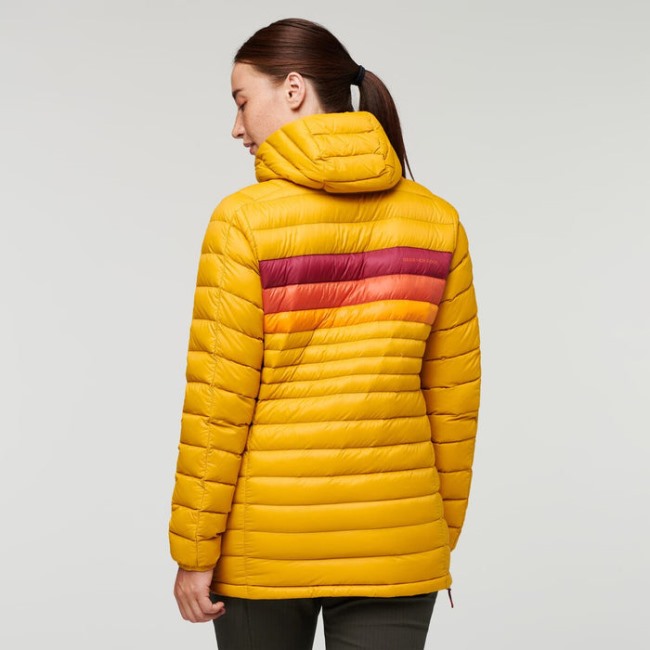 Cotopaxi Fuego Daunen Kapuzenpullover Damen Hot Amber Stripes