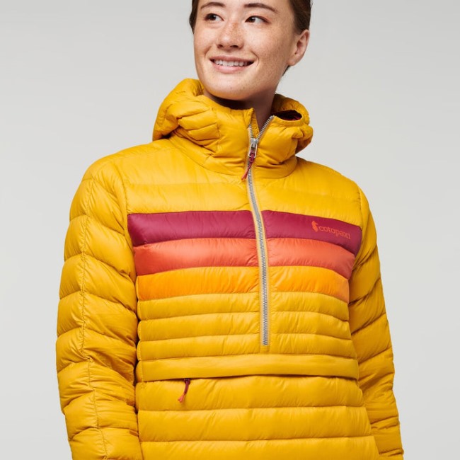 Cotopaxi Fuego Daunen Kapuzenpullover Damen Hot Amber Stripes