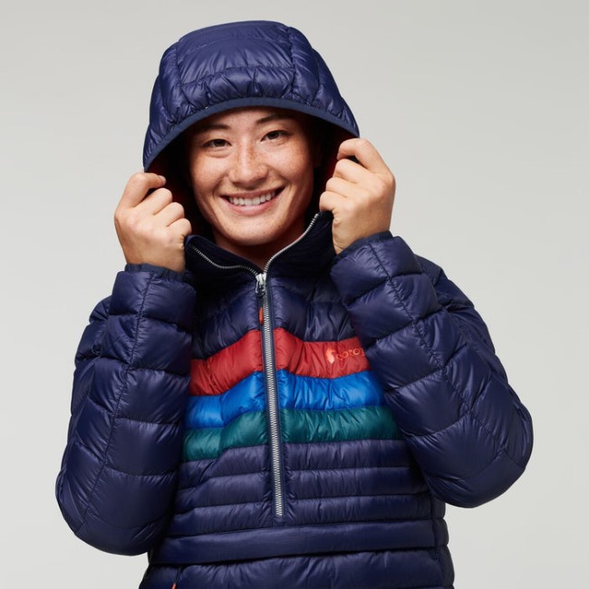 Maritime Streifen Cotopaxi Best Fuego Daunen Kapuzenpullover Damen