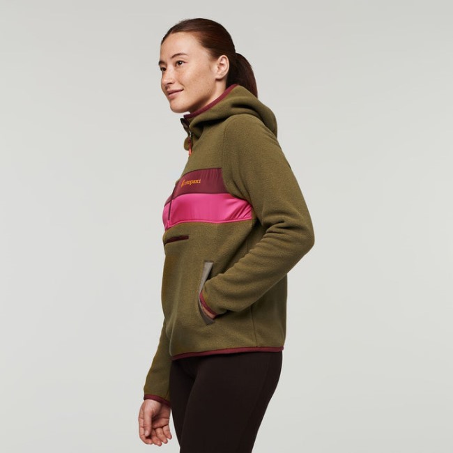 Teca Fleece-Kapuzenjacke Mit Halbem Reißverschluss Recycelte Damen Rasen Way Home Marke Cotopaxi
