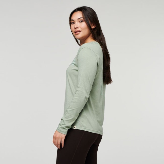 Brand Hello Llama Langarm Bio T-shirt Damen Cotopaxi Blattsilber