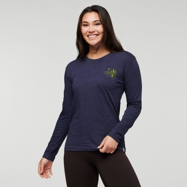Marken Hello Llama Bio-Langarm-T-Shirt Damen Maritim Cotopaxi