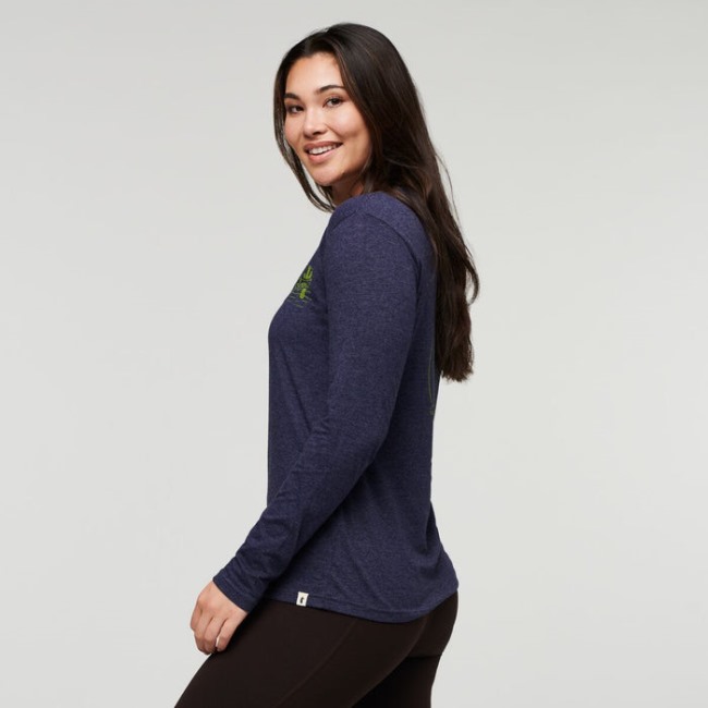 Marken Hello Llama Bio-Langarm-T-Shirt Damen Maritim Cotopaxi