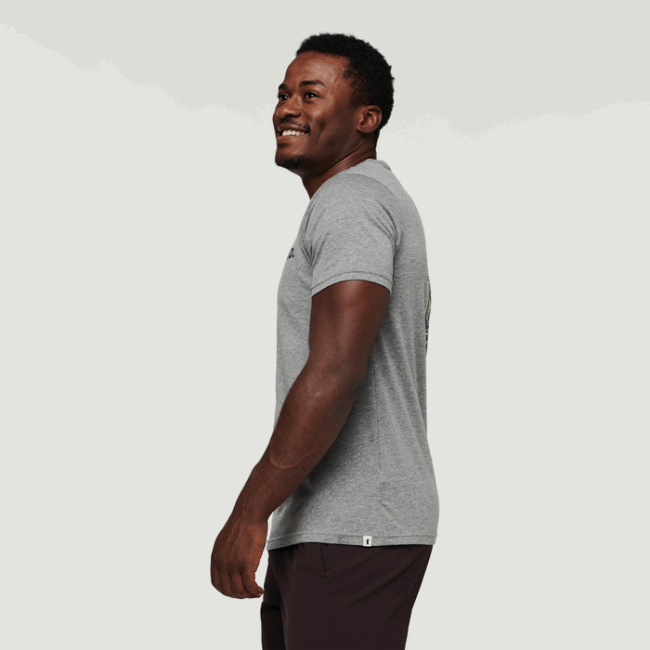 Neu Grau Meliert Cotopaxi Wilder Westen Bio T-shirt Herren