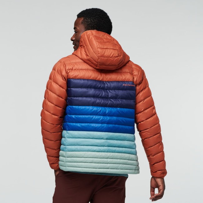 Original Cotopaxi Spice Stripes Fuego Daunenjacke Mit Kapuze Farbblock Herren
