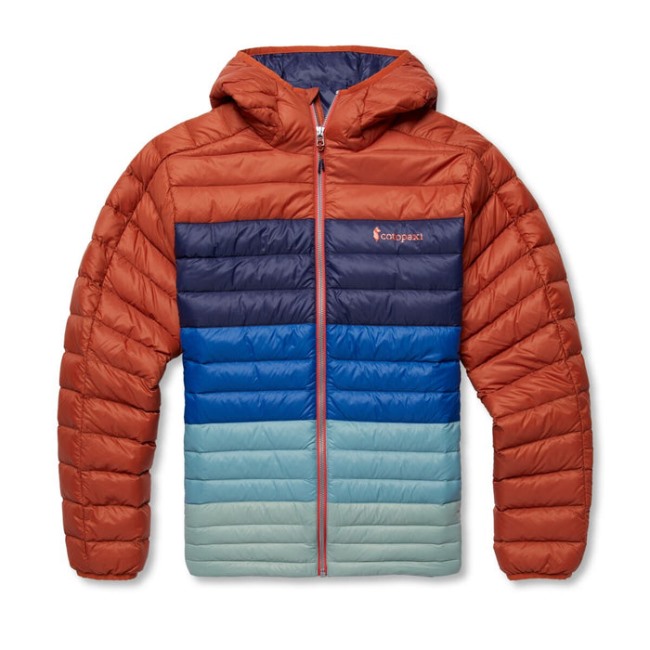 Original Cotopaxi Spice Stripes Fuego Daunenjacke Mit Kapuze Farbblock Herren
