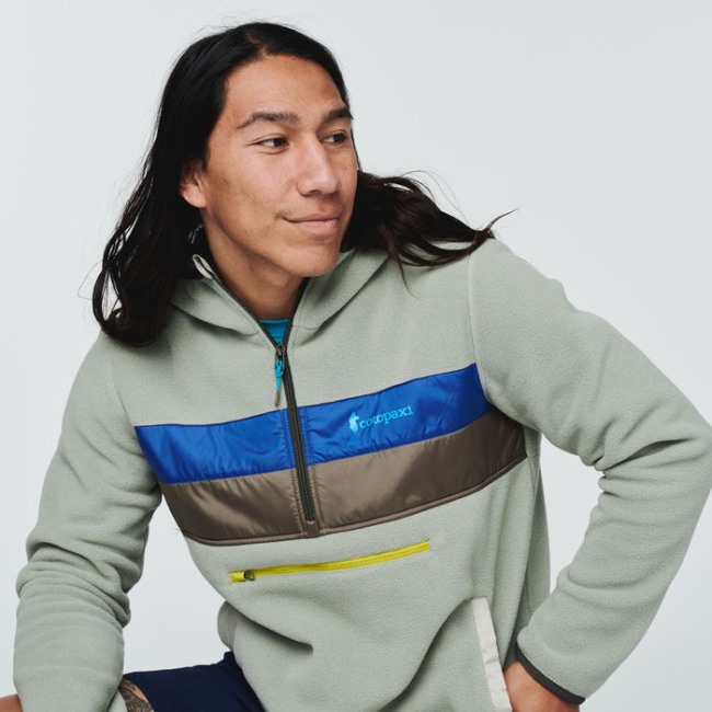Grauer Stein Origin Cotopaxi Teca Fleece-Kapuzenjacke Mit Halbem Reißverschluss, Recycelte Herren