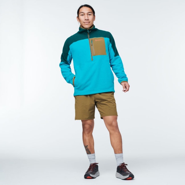 Tiefe Ozeanblaue Abrazo-Fleecejacke Mit Halbem Reißverschluss Herrenmarken Cotopaxi