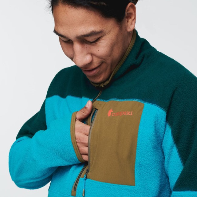Tiefe Ozeanblaue Abrazo-Fleecejacke Mit Halbem Reißverschluss Herrenmarken Cotopaxi