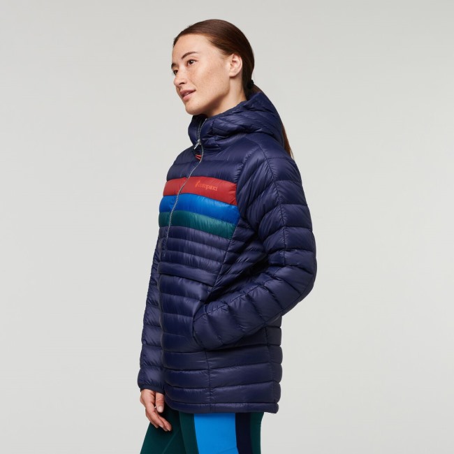 Cotopaxi Maritime Streifen Fuego Daunen Kapuzenpullover Damen Origin