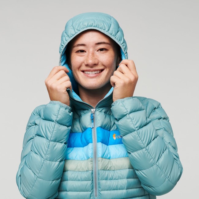 Cotopaxi Origins Fuego Daunen Kapuzenpullover Damen Bluegrass Stripes